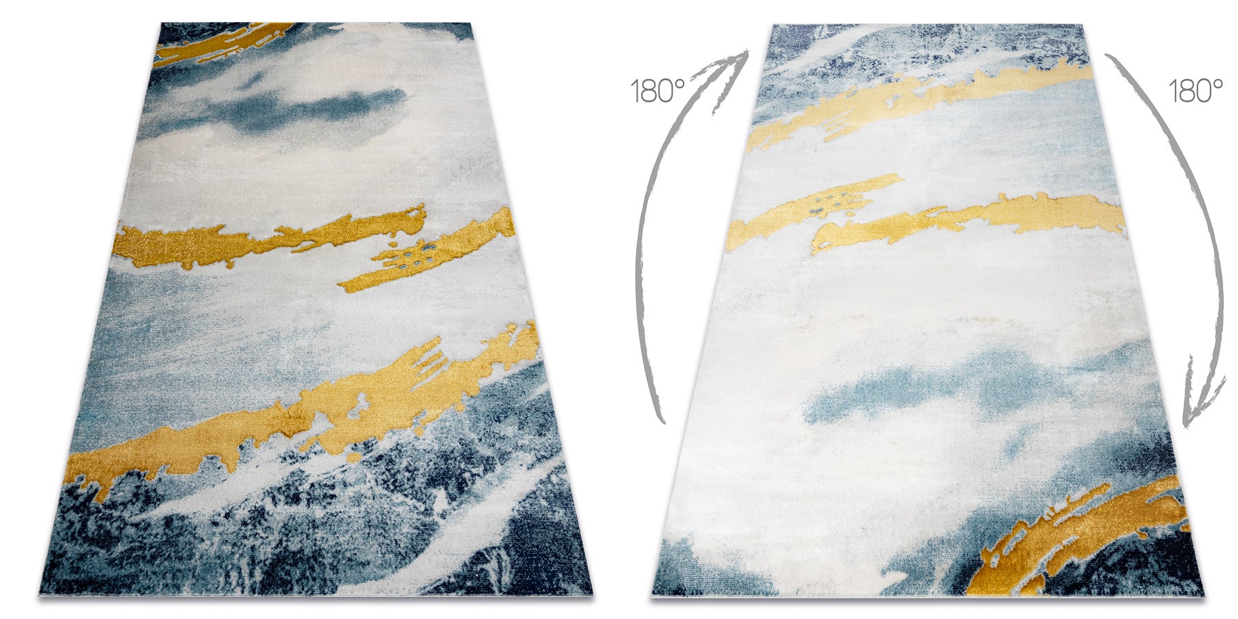 Dywan EMERALD ekskluzywny 1023 glamour, stylowy abstrakcja niebieski / złoty 240x330 cm - 2