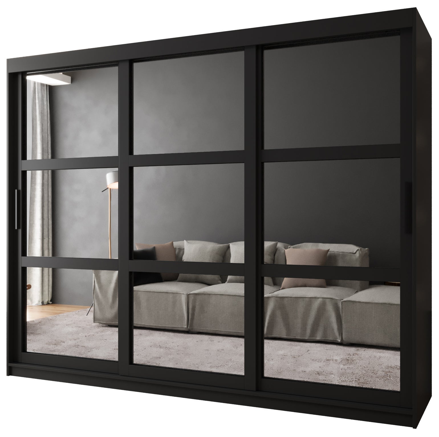 Szafa przesuwna garderoba MIROR 250 x 62 x 200 cm Czarny - Abiks Meble