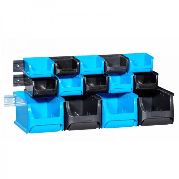Lot De 10 Boîtes De Rangement ERGO-Box Taille 5 Bleues - Bacs à Bec Empilables Et Emboîtables
