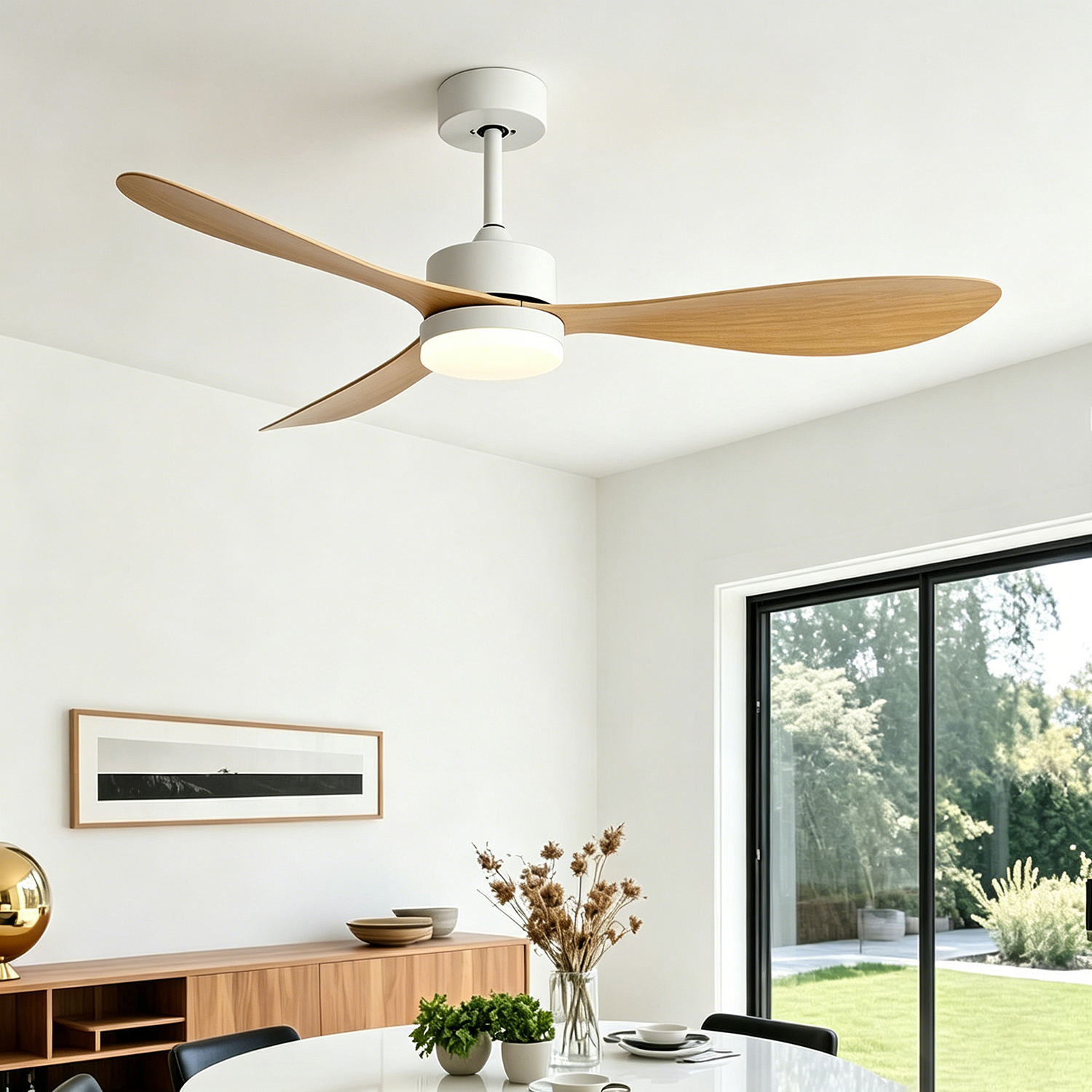 Ventilateur de plafond de 106 cm avec éclairage, télécommande et commande murale, 3 températures de couleur, 6 vitesses de ventilation et minuterie. - 8