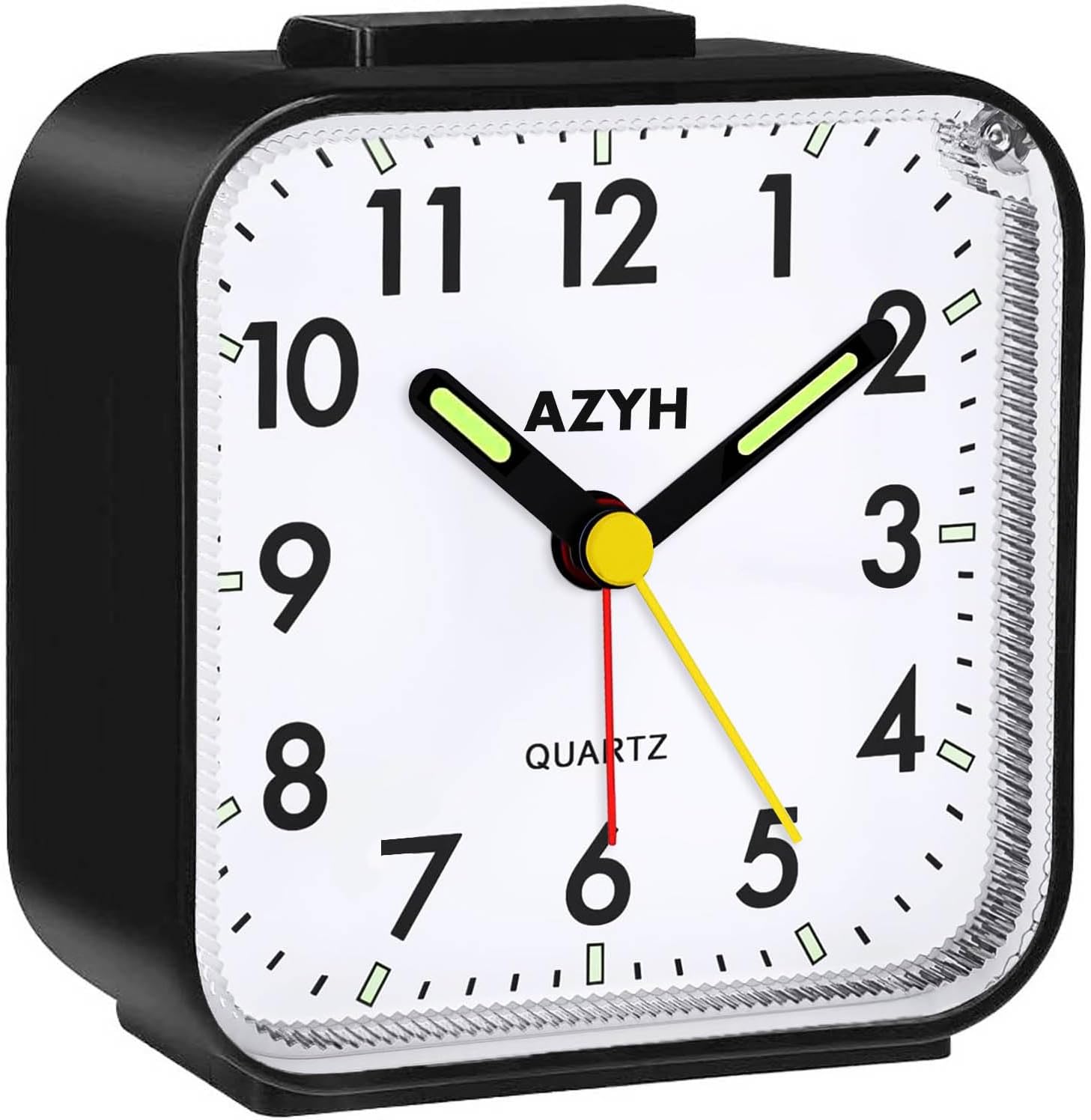 Nietykający analogowy budzik z podświetleniem, zasilany bateryjnie, głośny alarm, funkcja drzemki, cichy, jasny, przenośny, cichy, mały budzik