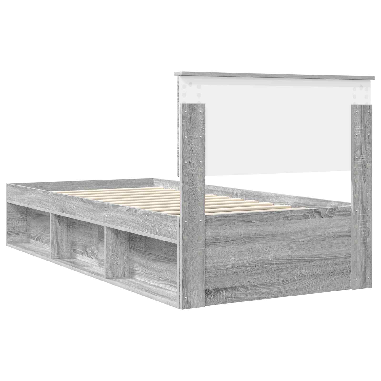 Cadre de lit gris 90 x 200 cm en pin massif - 9