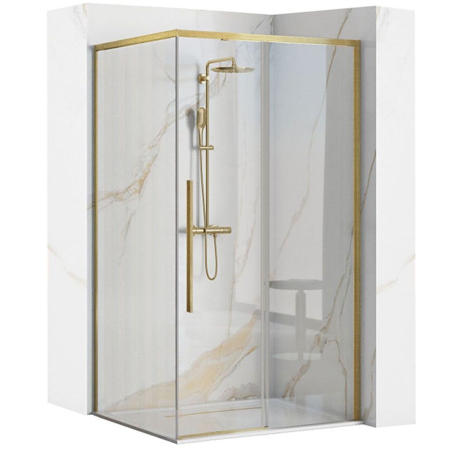 CABINE DE DOUCHE REA SOLAR 90X90 BRUSH GOLD + RECEVEUR DE DOUCHE SAVOY WHITE