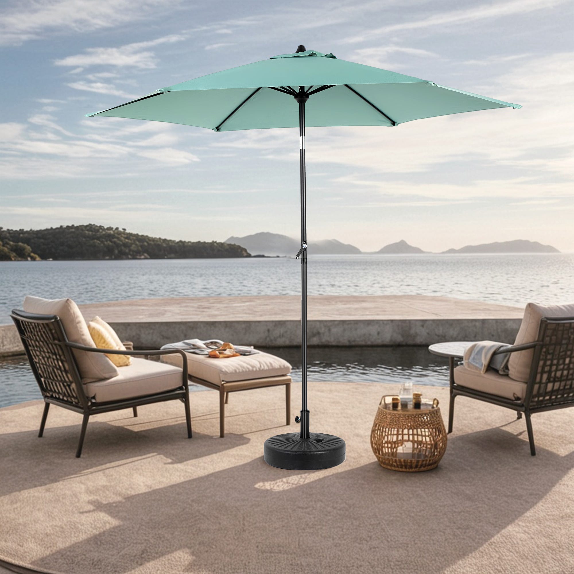 EasyComfort Ombrellone Da Giardino 2.6x2.4 M Con Manovella E Testa Inclinabile In Alluminio E Poliestere Blu EasyComfort Ombrellone Da Giardino 2.6x2.4 M Con Manovella E Testa Inclinabile In Alluminio E Poliestere Blu