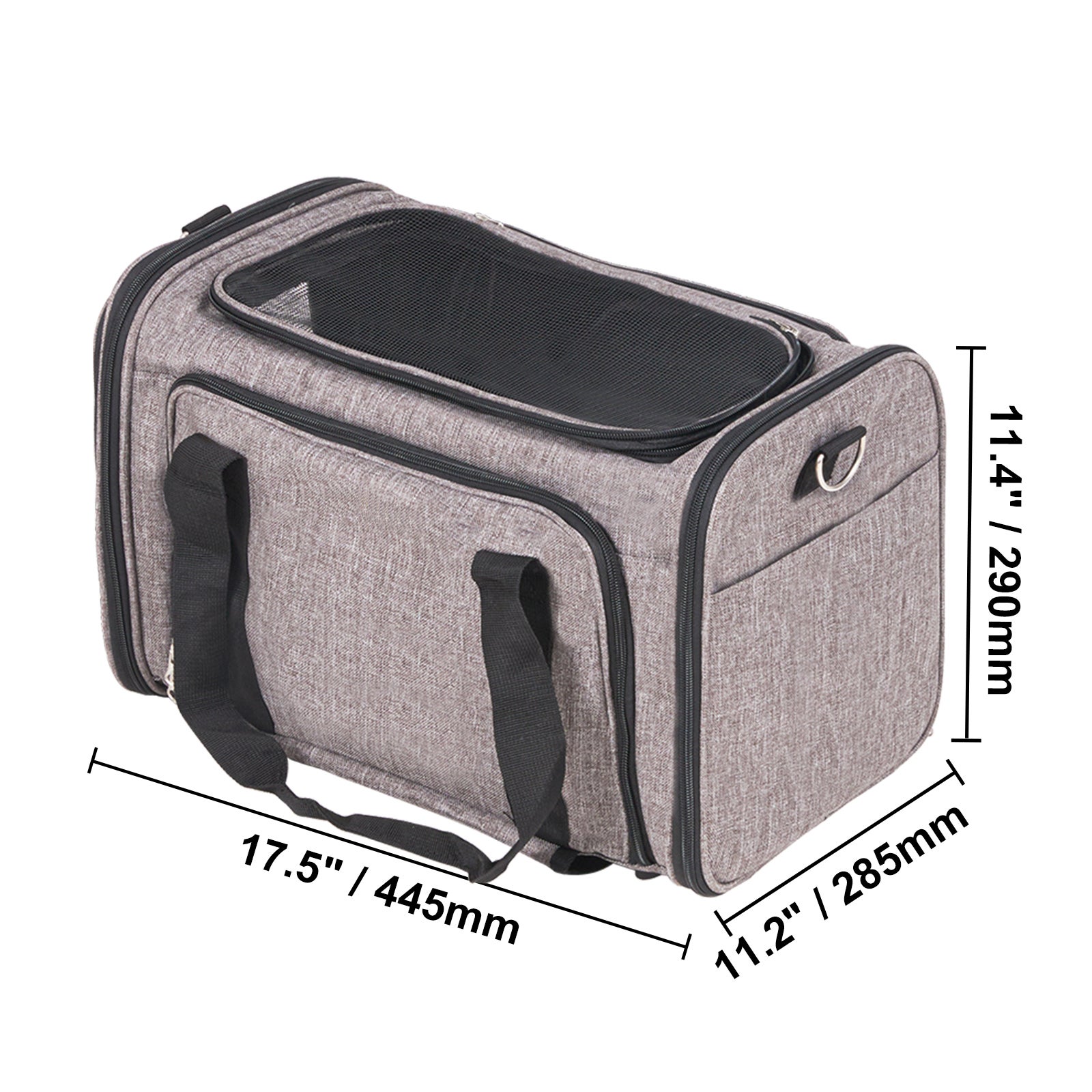 Sac transport pour chat avec roulettes,SucceBuy sac de transport pour chien pour animaux de compagnie de moins de 25 lb,1 bol pliable inclus,gris - 2