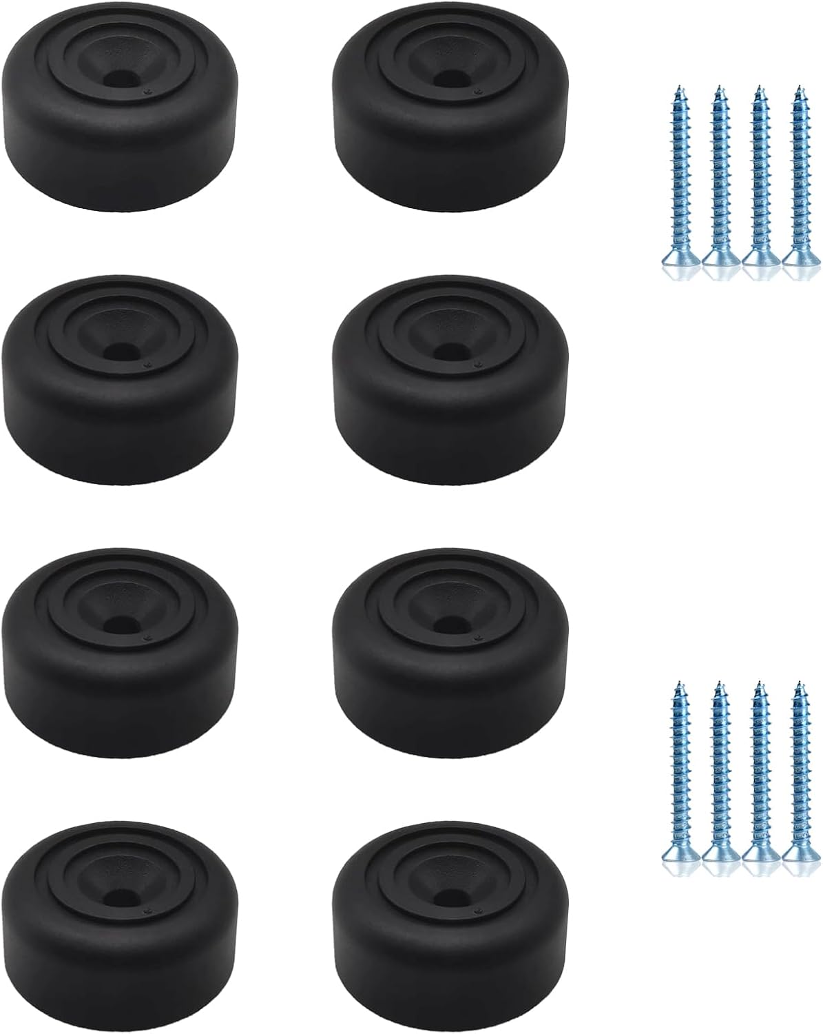 Zestaw 8 sztuk Czarnych Nóg Meblowych Nogi Meblowe Okrągłe Ø 33 x H 13 mm Nogi z Plastiku do Szafek Nogi do Mebli Sofy Nogi z 8 wkrętami