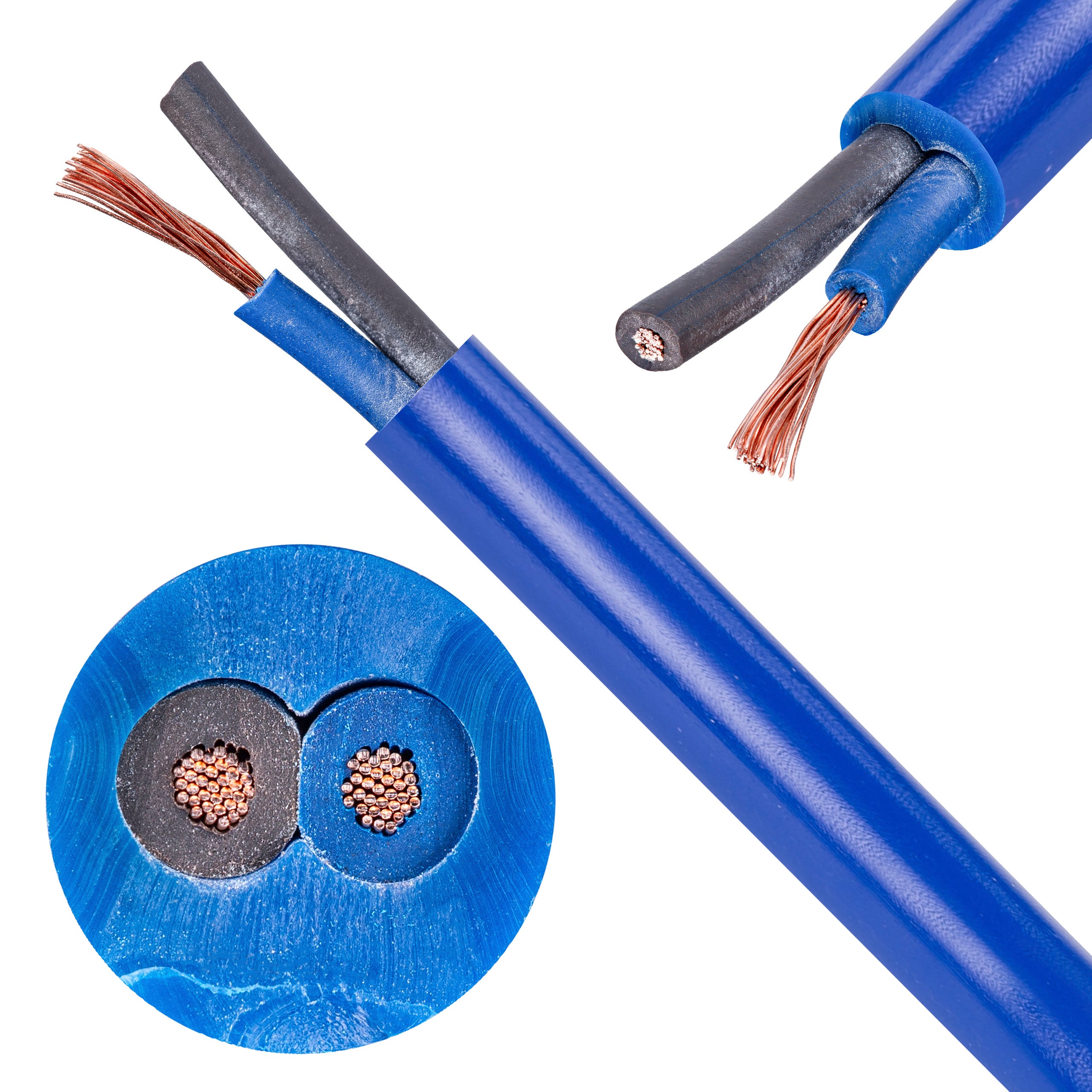 Kabel przemysłowy poliuretanowy PUR / H05BQ-F 2x1mm2 niebieski 300/500V zewnętrzny olejoodporny linka Elektrokabel 100m