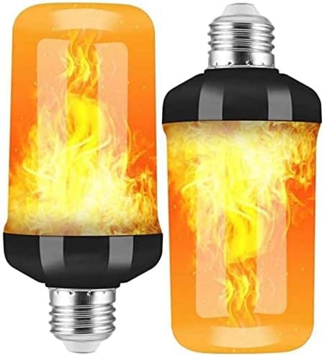 Ampoule à Flamme E27, 2 Pack LED Ampoules Effet de Flamme avec Capteur de Gravité, LED Lumière Scintillante pour Halloween Intérieure/Extérieure/Bar
