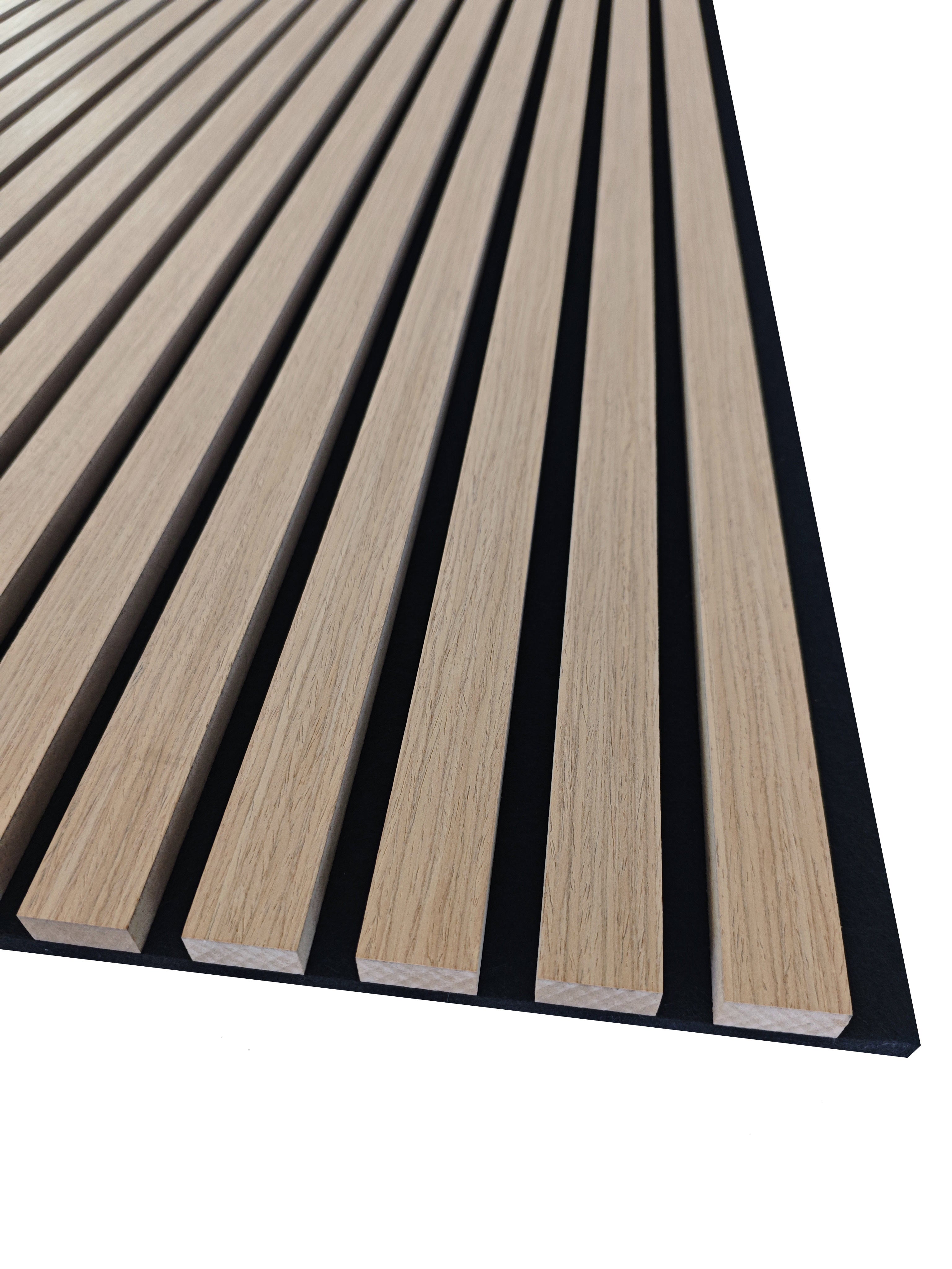 Lot de 3 Panneaux Muraux Décoratifs Acoustiques Bois MDF 260x30cm Chêne foncé AntiBruit, Facile à Poser - 4