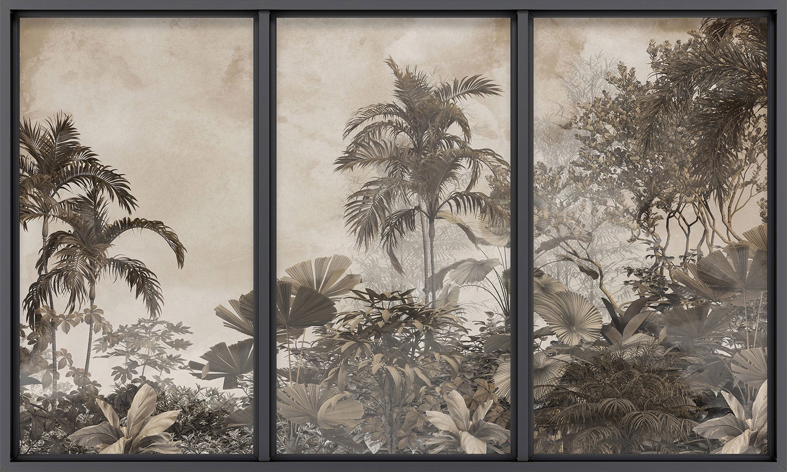 Papier peint panoramique Trompe l'oeil baie vitrée - Jungle - Largeur 260 cm x Hauteur 156 cm - 2