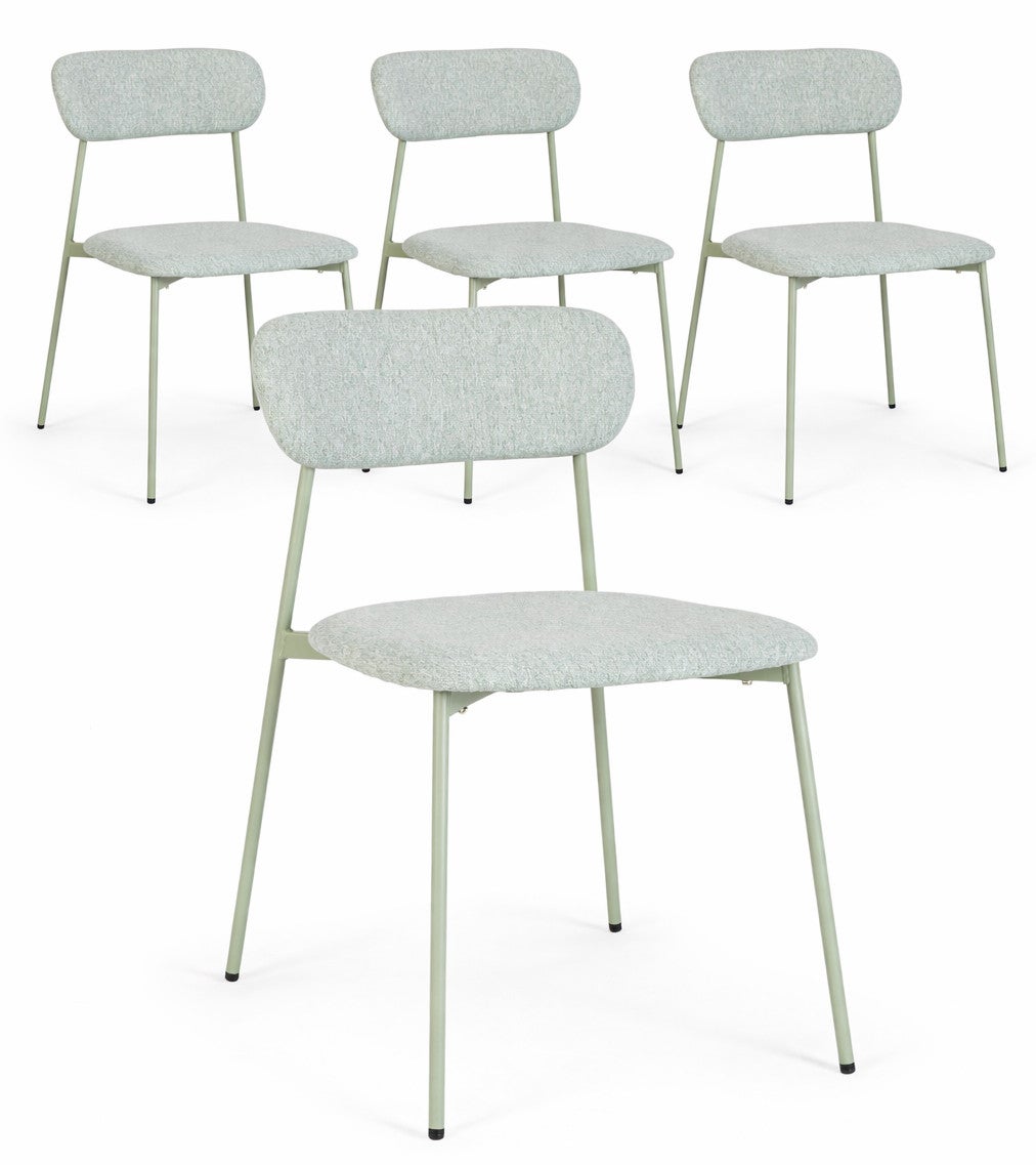 Set de 4 chaises INKA – Acier peint & assise rembourrée-Vert | Leroy Merlin