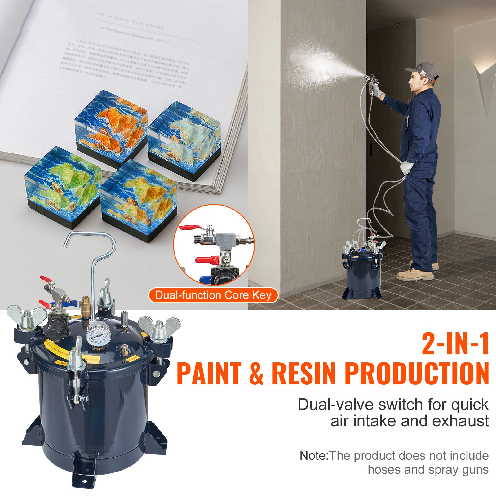 Pistolet à Peinture SucceBuy Réservoir de peinture à air comprimé 10 L/2,5 gal,support en métal et produit d'étanchéité pour réparation de fuites - 4