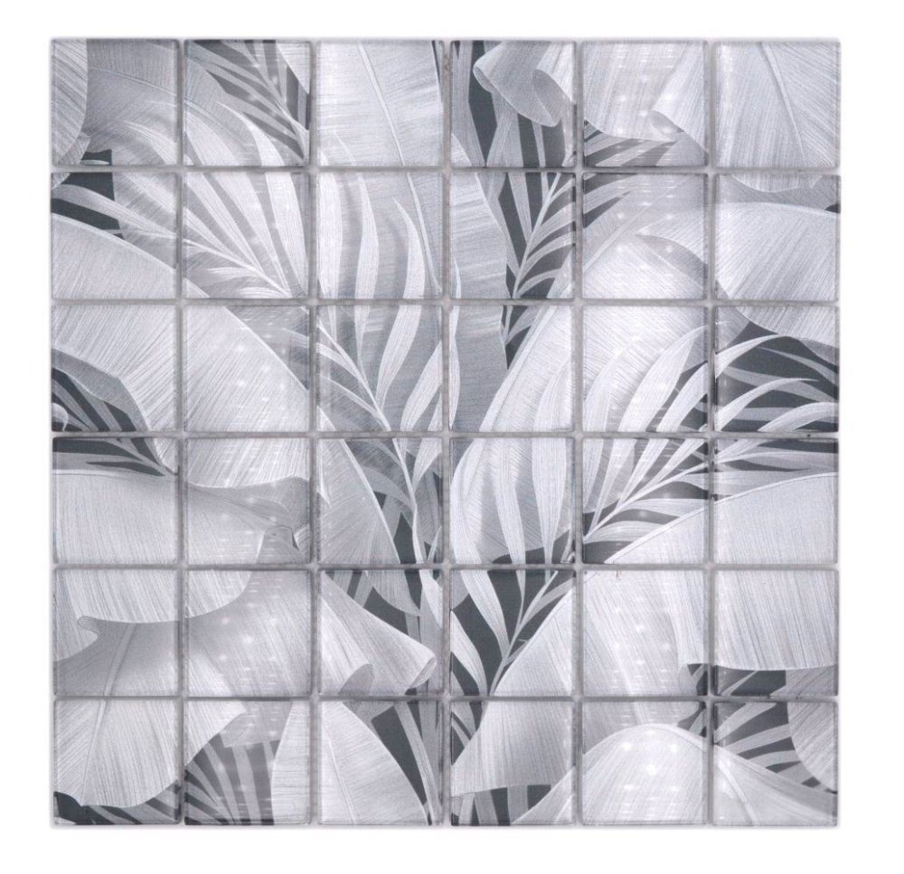 Mosaico floral translúcido gris cristal brillante - 10 láminas