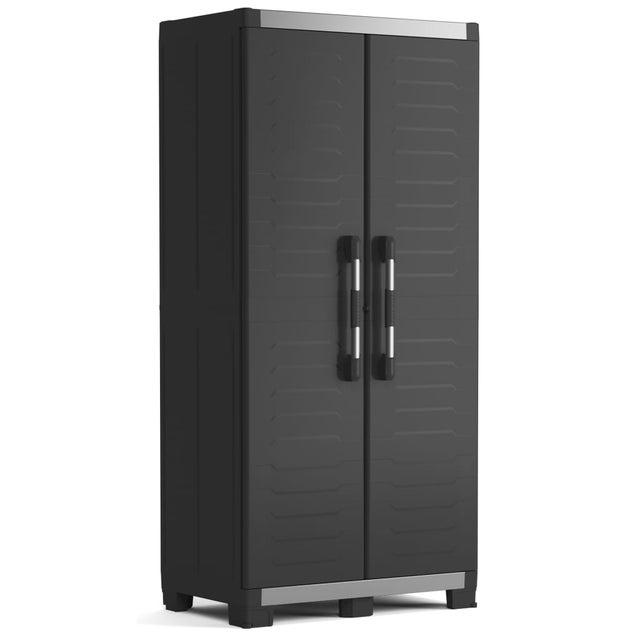 Keter Armario de almacenaje de estantes Garage XL negro plateado 182cm