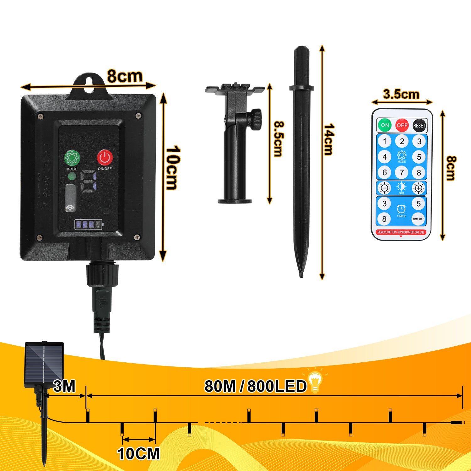 Ghirlanda luminosa a LED solare 800 LED 80 m IP44 8 modalità Matrimonio Esterno Interno Giardino Illuminazione interna natalizie Bianco caldo - 2