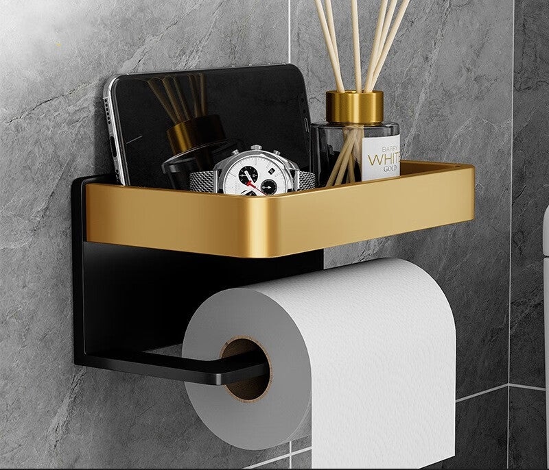 Porte Papier Toilette avec Etagère,Support Papier Toilette Mural Porte ...