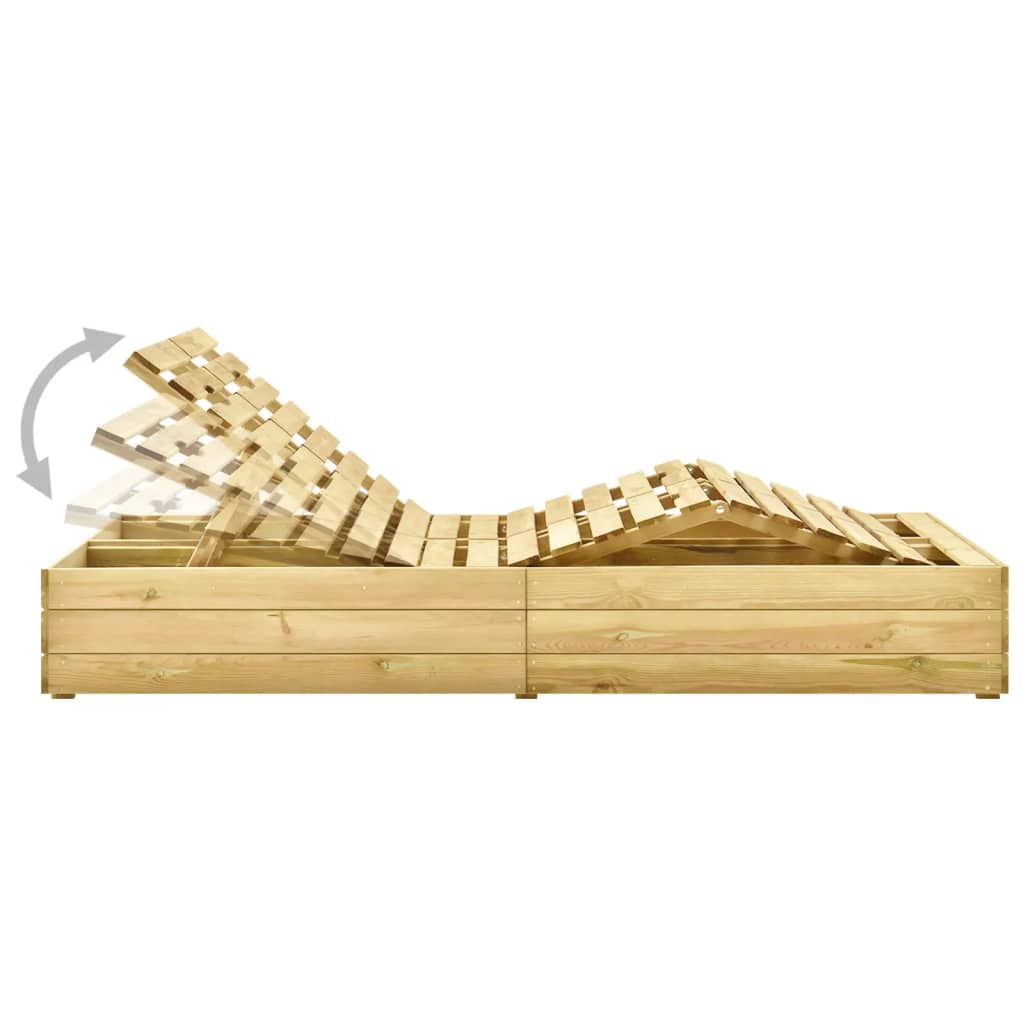 Chaise longue | Bain de soleil | Transat de relaxation double Bois de pin imprégné de vert CFW599110 - 4