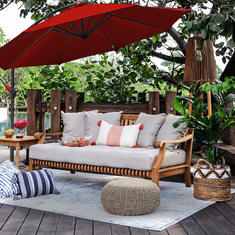 Parapluie 3m Parasol alu pivotant Parasol jardin terrasse balcon rouge - 5