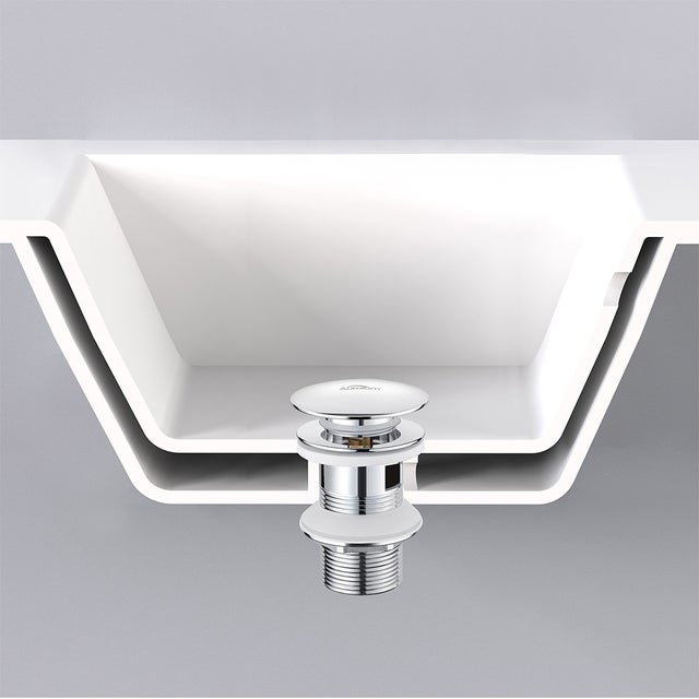 Bonde Lavabo Rond Chromé Pop-Up Surface Grande avec Trop-Plein Automatique Pusser Ouvrir Accessoire Evier,Lavabo, Baignoire Salle Bain,EU Modèle
