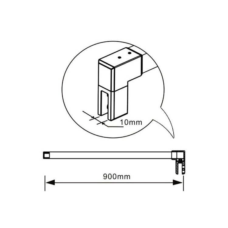Aica Barra2 Negra de Soporte de 90cm Sujección para Mamparas - 2