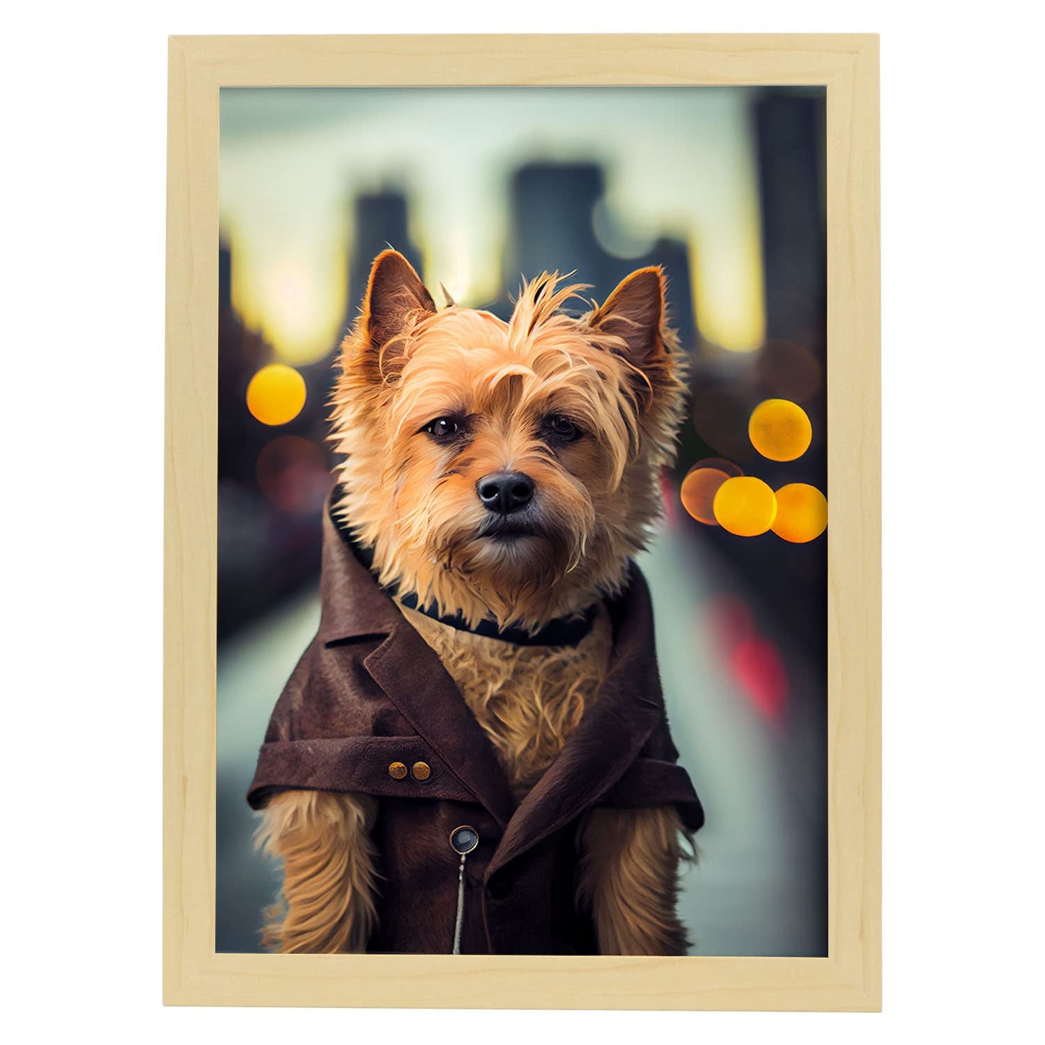 Nacnic lámina terrier de australia generoso en estilo fotografía ilustraciones de animales con ropa humana diseño y a3 marco madera