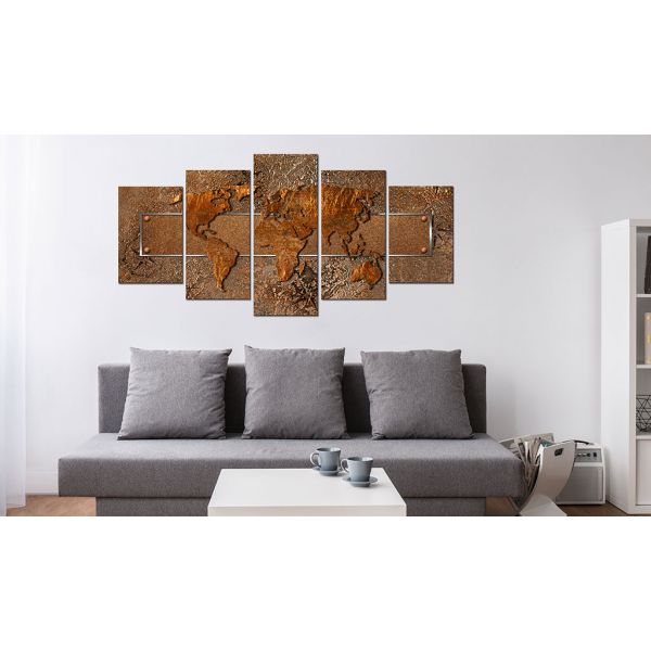 Tableau Cartes du monde Brown Escapade 100x50 cm - 2