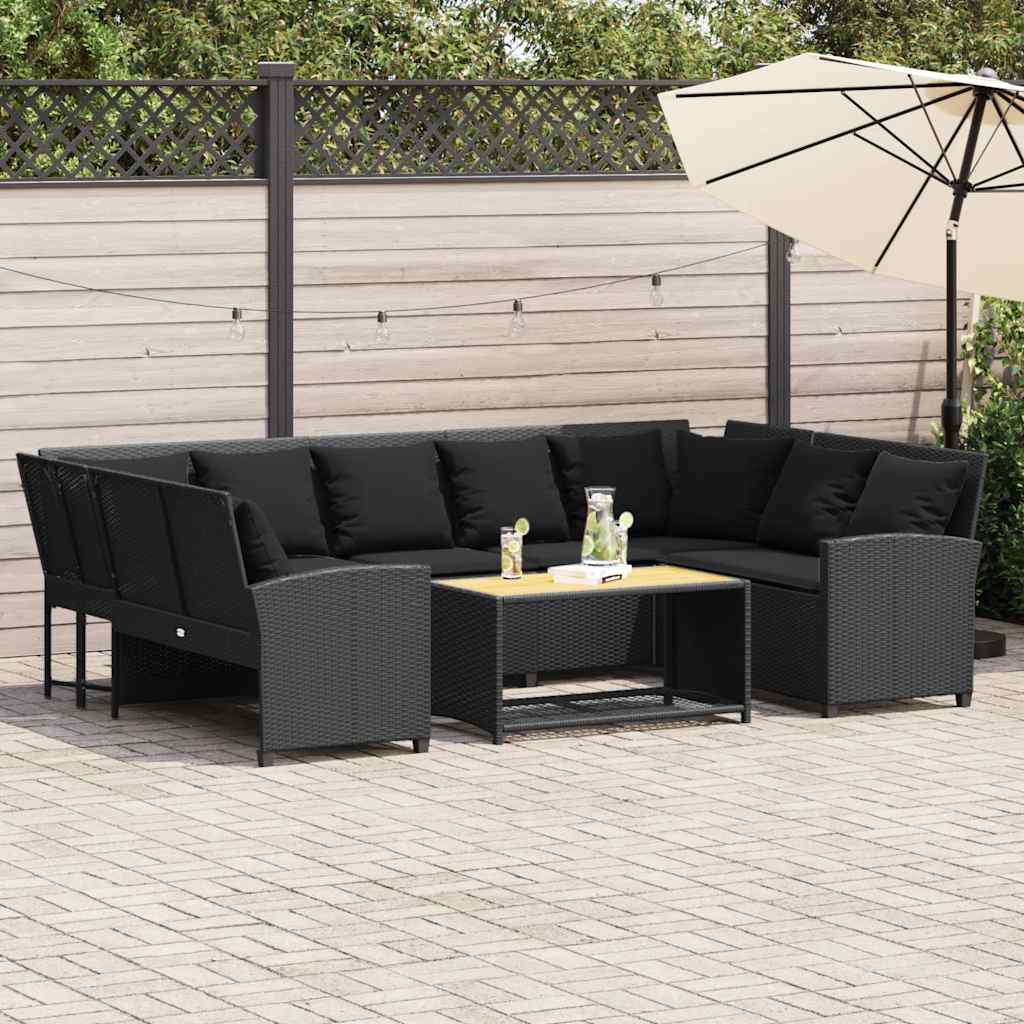 Fotel ogrodowy z poduszkami, rattan PE, czarny vidaXL