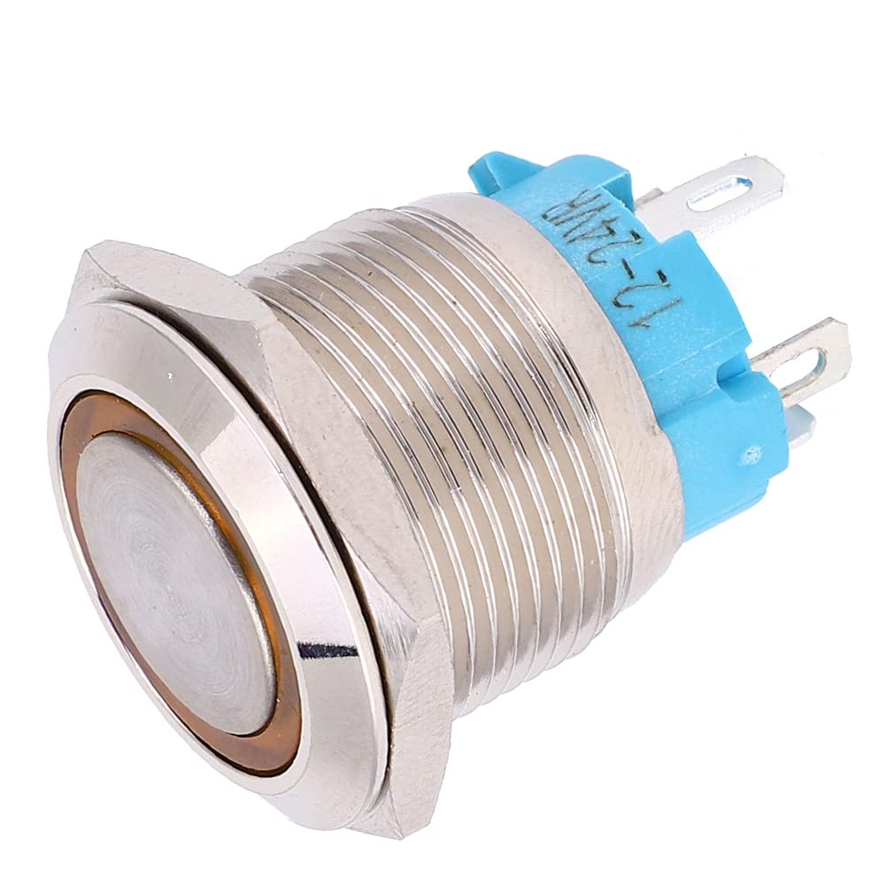 2pcs 12~24VDC 19mm Interrupteur à bouton-poussoir autobloquant 1NO 4PIN ...