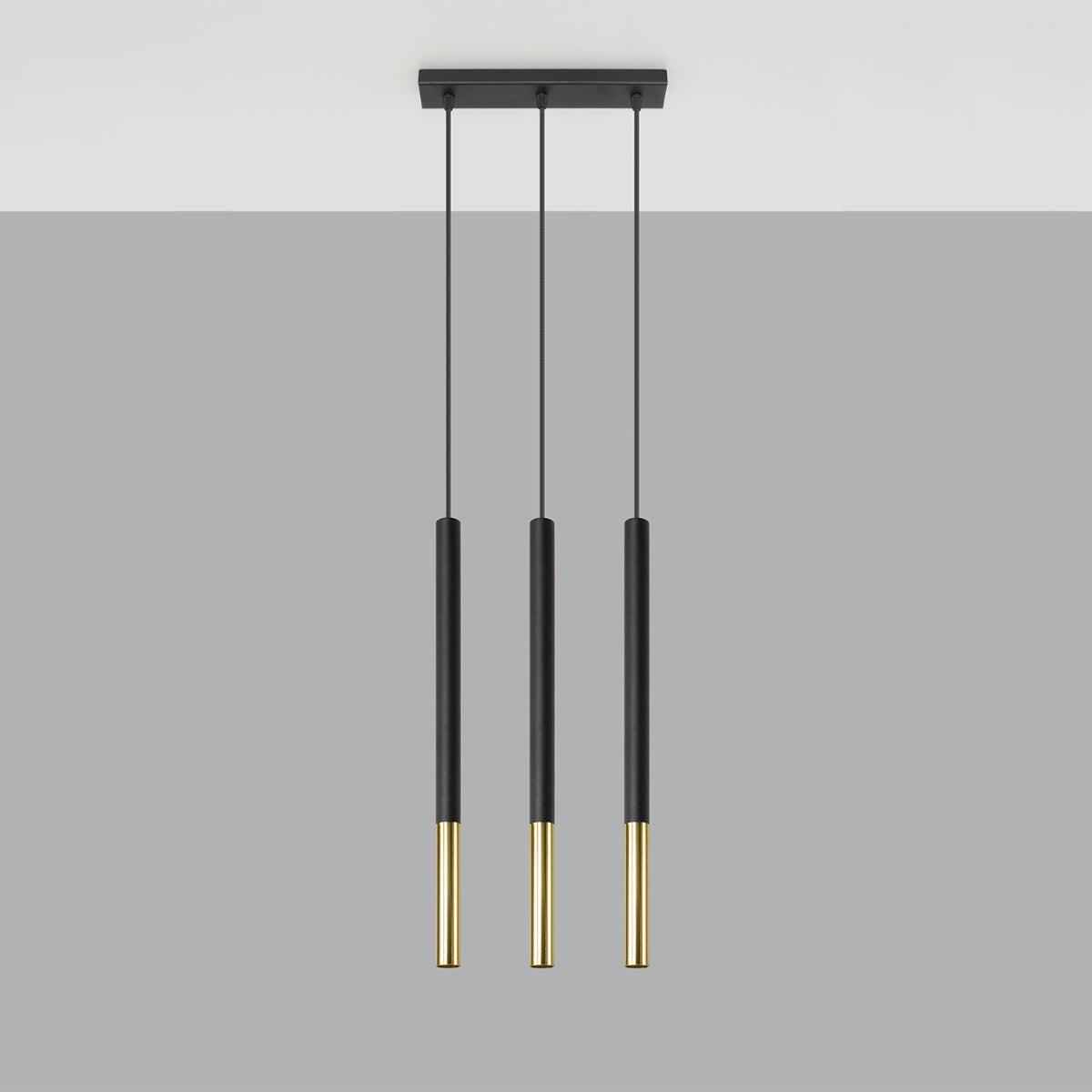 Lampa wisząca FLAR 3L czarny/złoto LED 4000K - 30x5x90cm Sollux