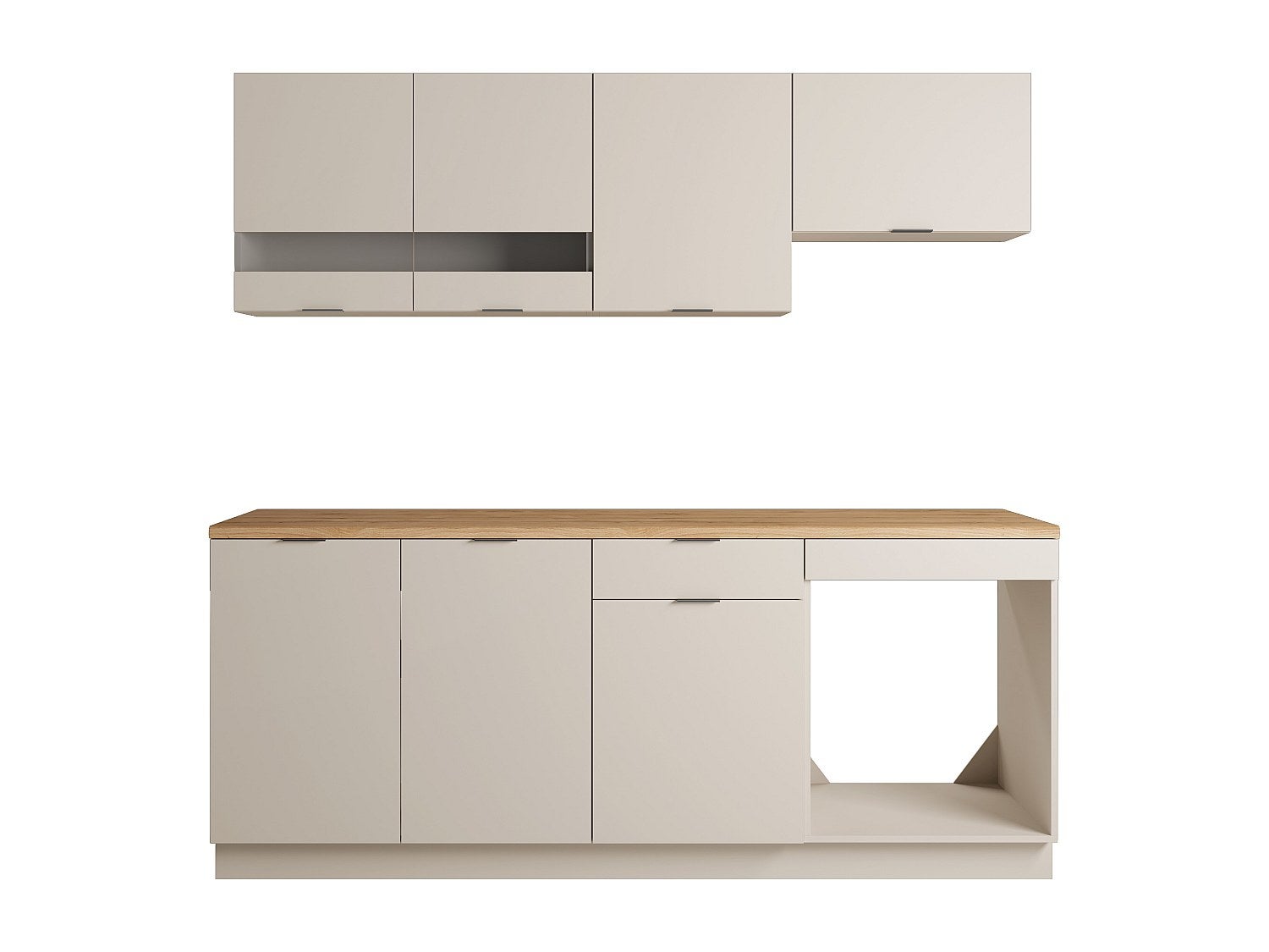 Cuisine complète - Avec plan de travail 200 cm - Beige et Naturel - CARMEO - 2