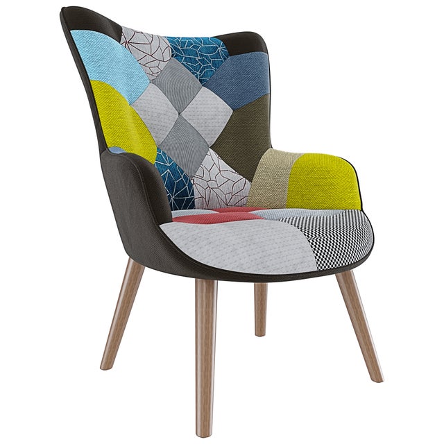 Poltrona Relax In Tessuto Patchwork Viken Nordik - Design Moderno, Imbottitura Morbida, Struttura In Acciaio