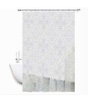 Vetrineinrete Tenda Per Doccia In PEVA Bianca Con Fiori, 200x240 Cm, Impermeabile Con 12 Ganci