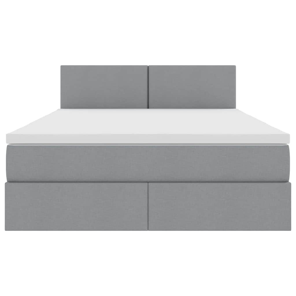 Lit avec rangement et matelas gris clair 140 x 190 cm velours - 7