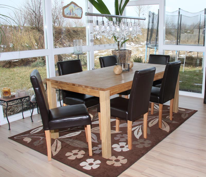 Lote de 6 sillas de comedor Silla de cocina Littau ~ polipiel, marrón, patas claras - 2