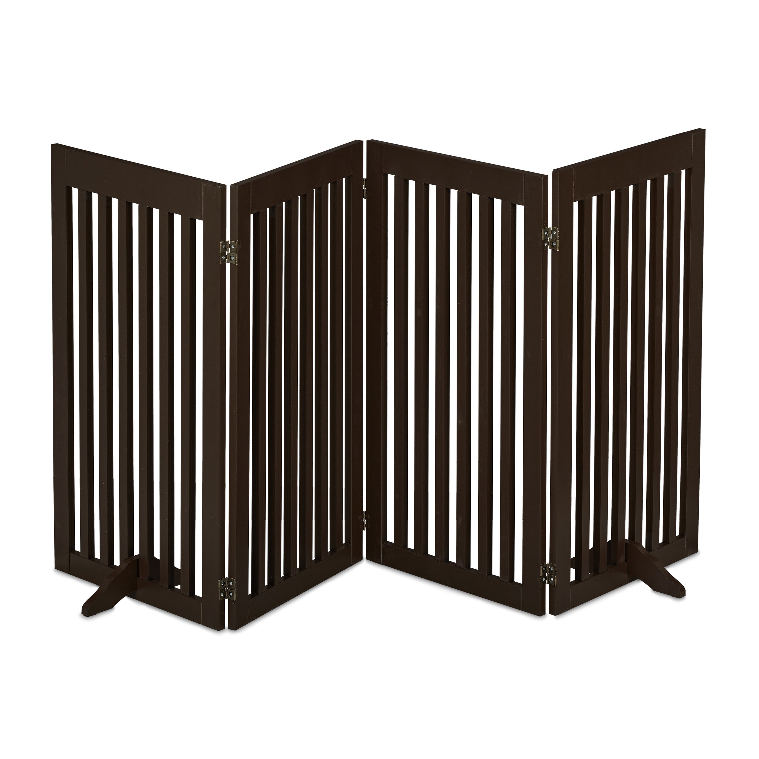 Barrière de sécurité, H x L : 92 x 205 cm, avec pieds, pliable, autonome, pour chiens, marron, Relaxdays - 9