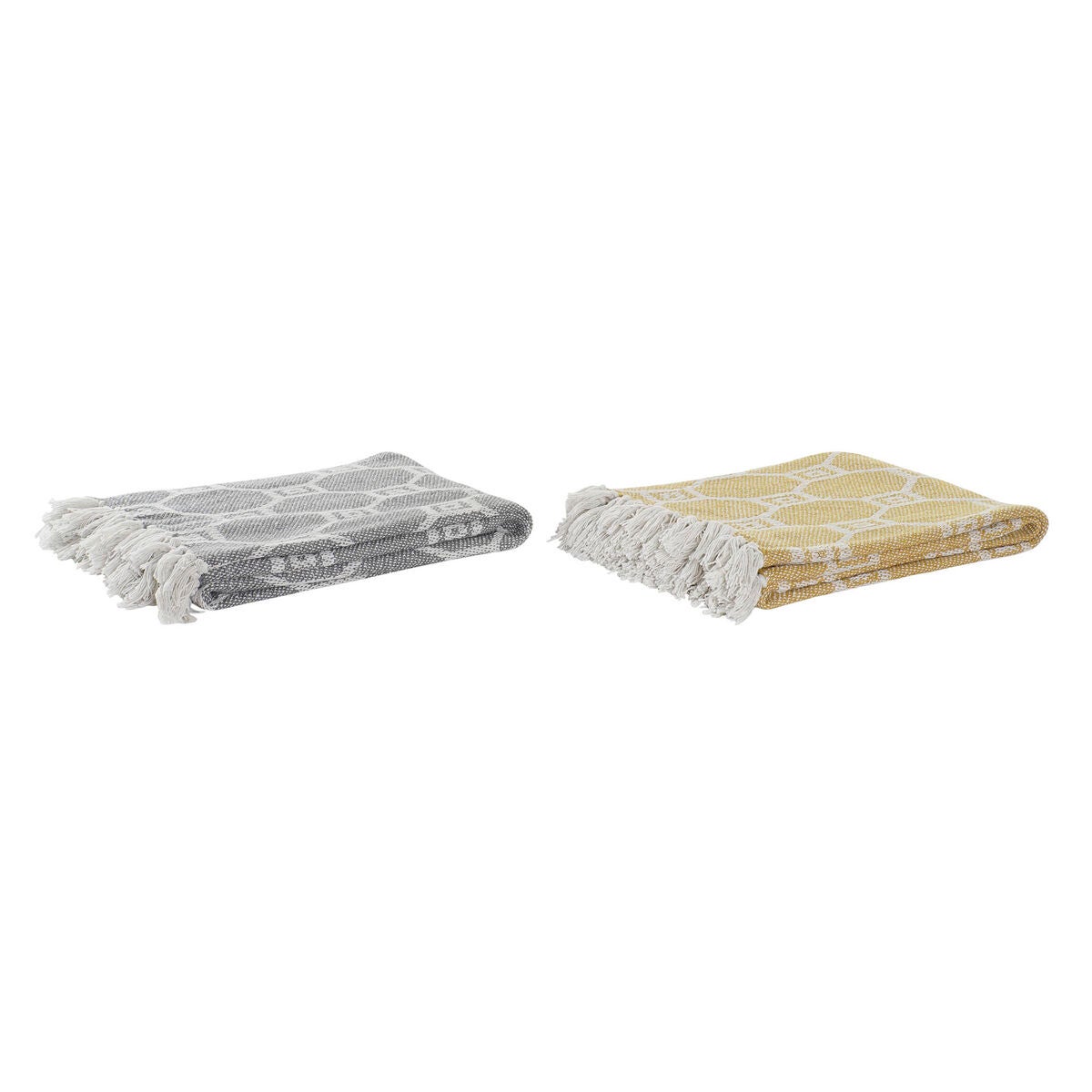 Manta dkd home decor rombos poliéster algodón (130 x 170 x 1 cm) (2 unidades)