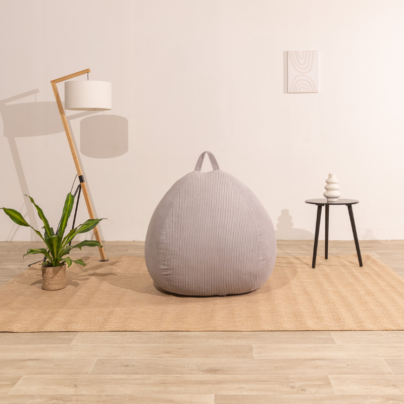Pouf poire déhoussable velours côtelé BANANAIR 105x85 cm gris clair - 9