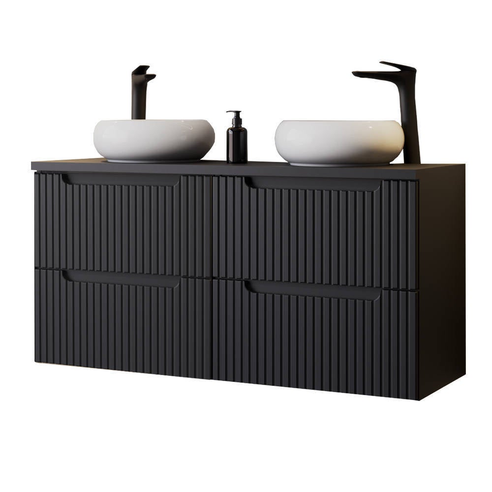 Mueble de baño con doble lavabo newport con 4 cajones mdf / cerámica 120 x 72 x 40 cm - negro