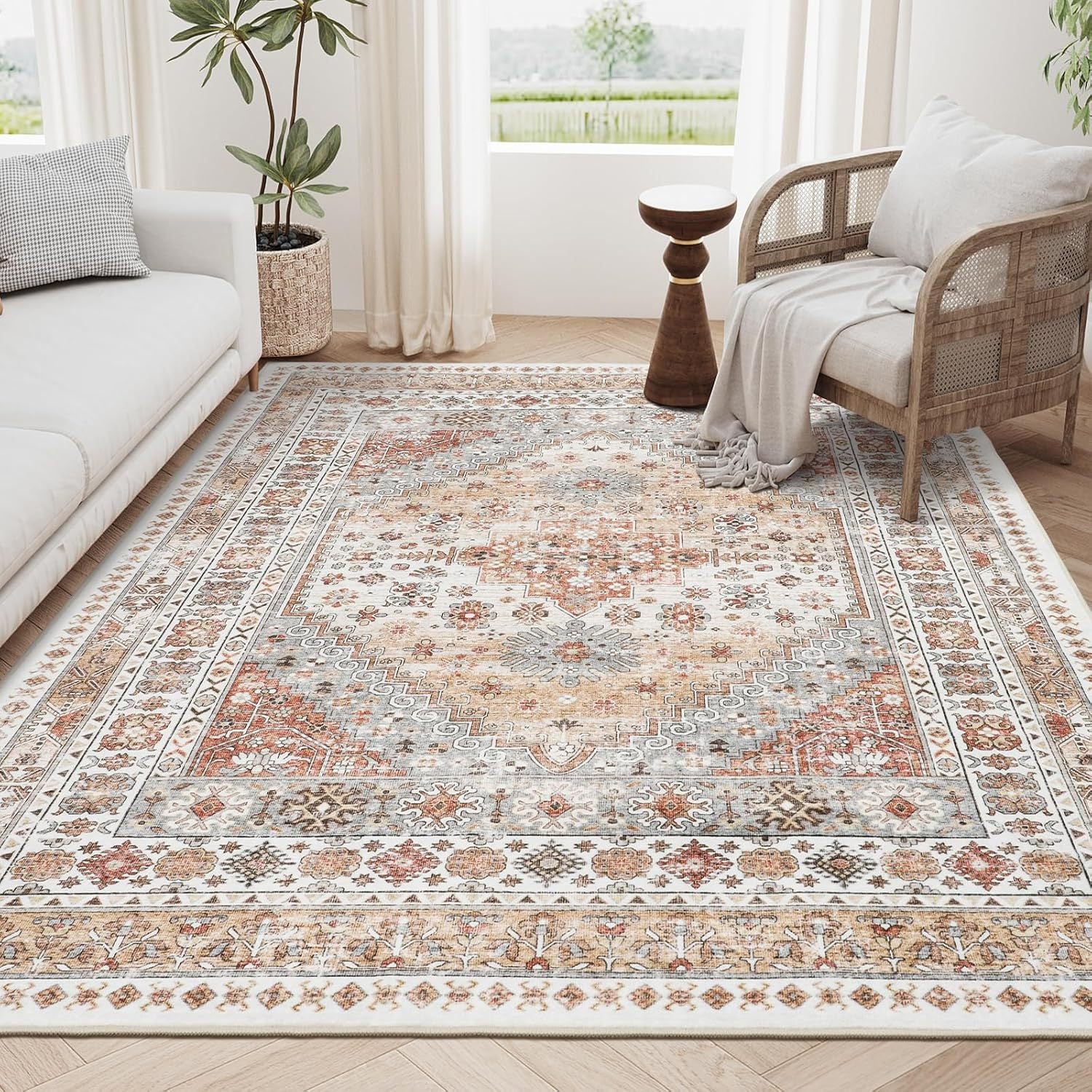 Dywan do salonu 40*60 cm, jasnobrązowy, imitacja kaszmiru, zmywalna mata podłogowa, retro, duży dywan, dywan antypoślizgowy, dekoracja dywanu