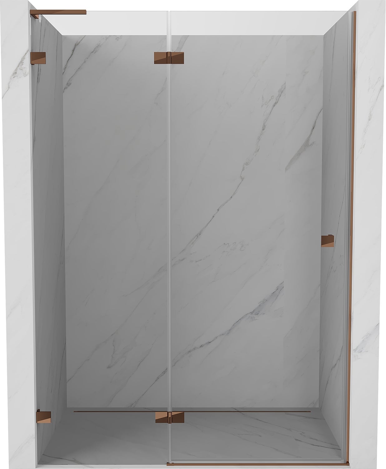 Mexen Lunar L drzwi prysznicowe uchylne lewe 130 cm, transparent, różowe złoto - 834L-130-000-60-00-L