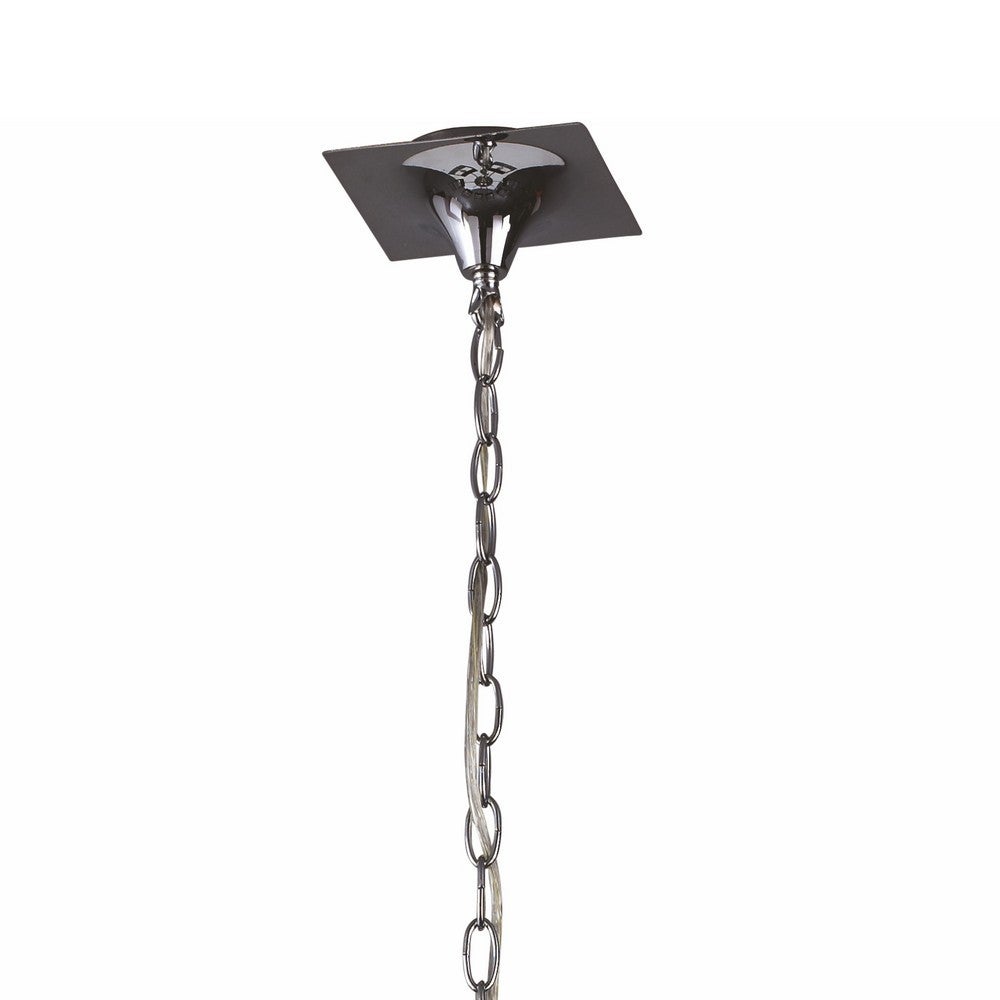 Suspension Akira 4 Ampoules E27, chrome poli/verre dépoli avec Abat jour noir - 3