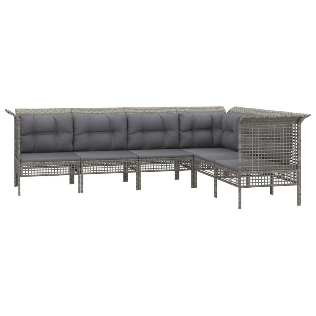Maison Exclusive - Set Divani da Giardino 6 pz con Cuscini in Polyrattan Grigio - 3