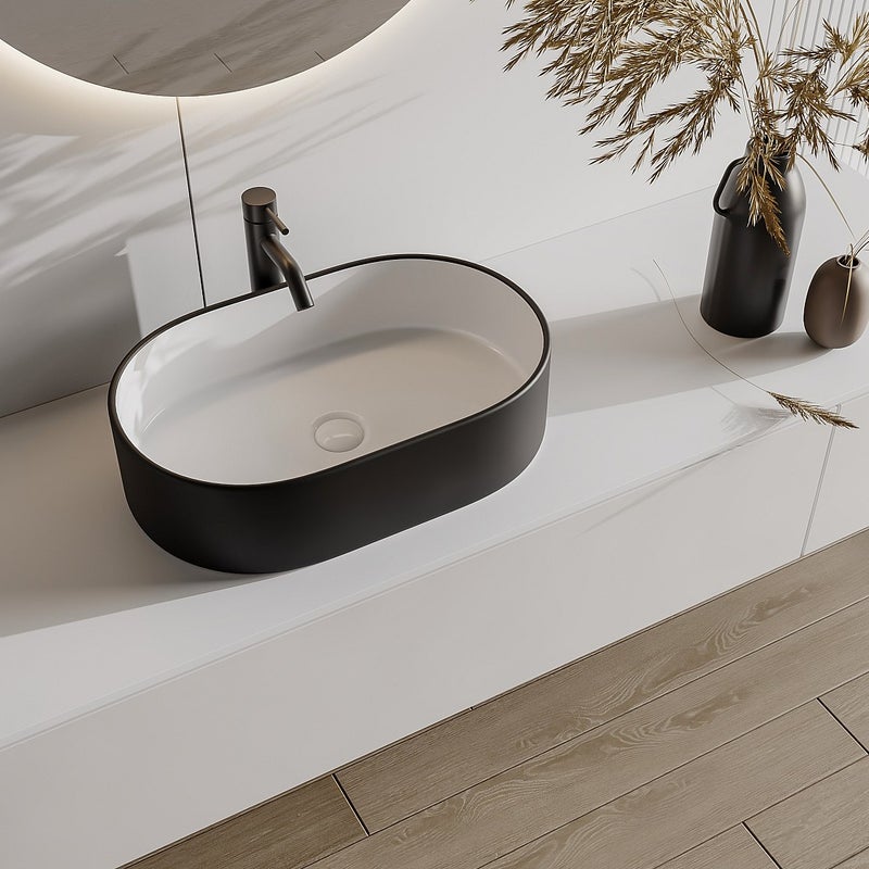 Umywalka łazienkowa IWA - dwukolorowa czarna, wewnątrz biała