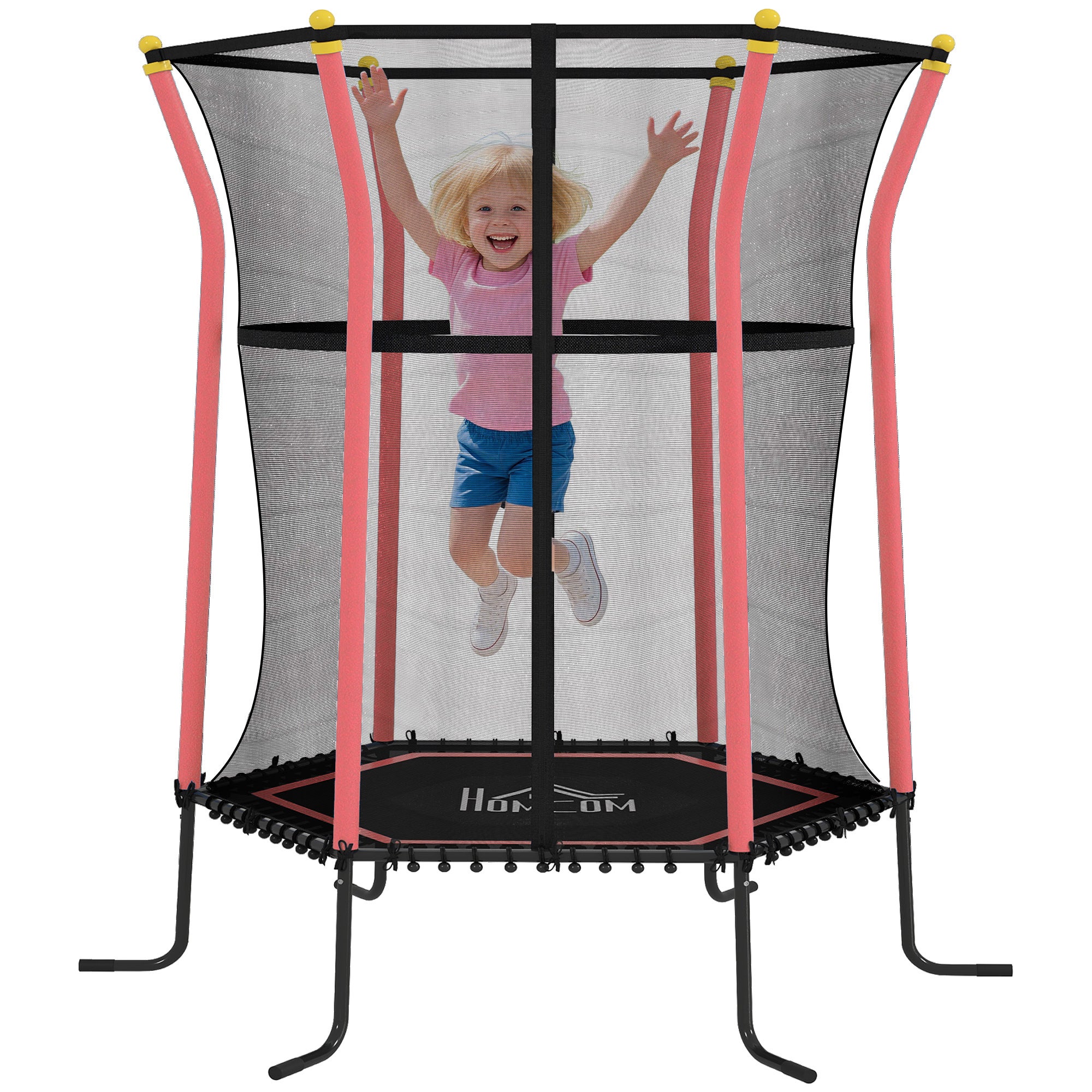 Trampoline pour enfants entrée zippée et poteaux 122 x 111 x 190 cm ...