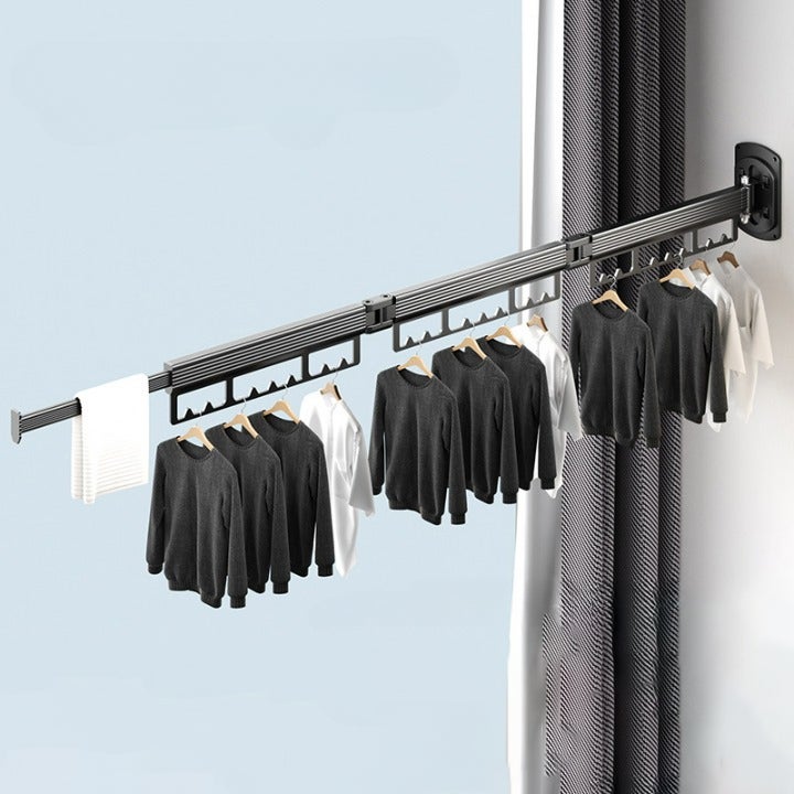 Składany wieszak na ubrania, składana suszarka do ubrań, składana półka balkonowa, suszenie ubrań i kołder, czarny, 3 składane modele