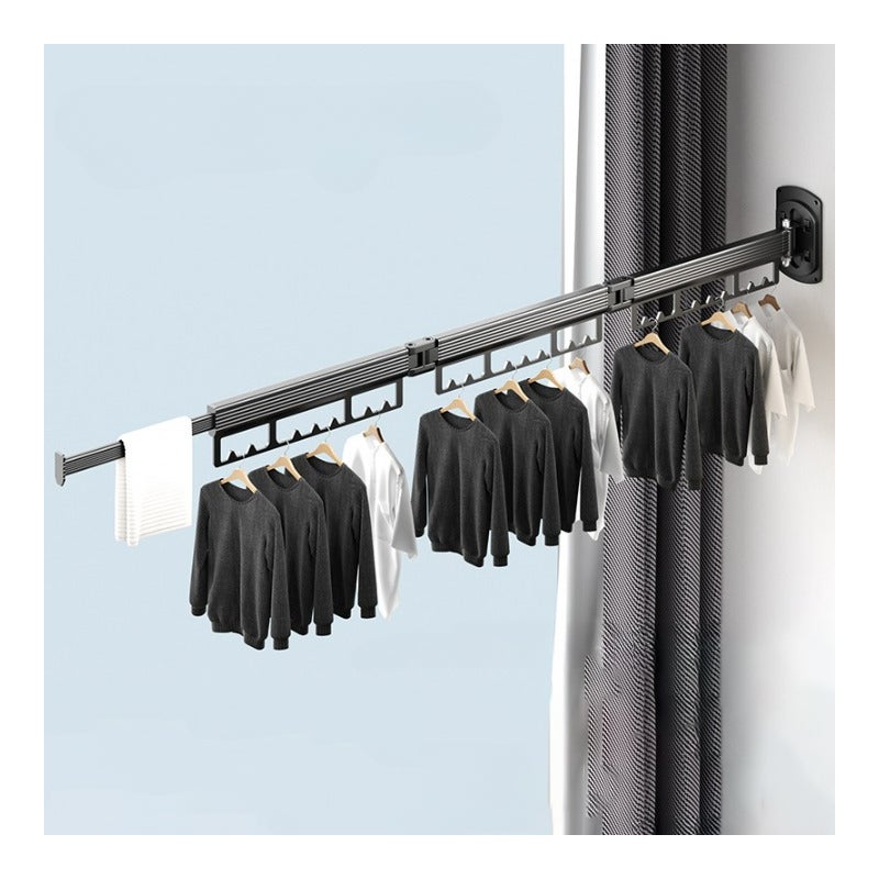 Składany wieszak na ubrania, składana suszarka do ubrań, składana półka balkonowa, suszenie ubrań i kołder, czarny, 3 składane modele
