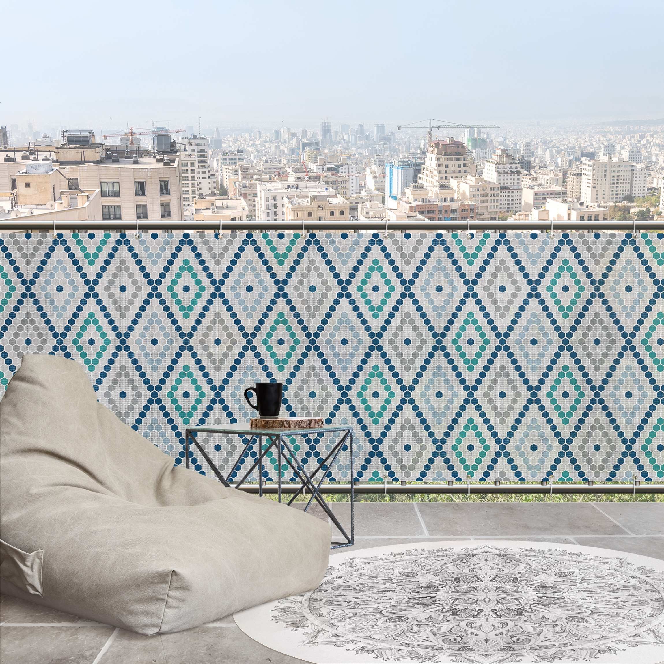 Autocollants Muraux Géométriques Marocains - 36 Pièces Gris-vert - Pour Cuisine Et Salle De Bain - 2