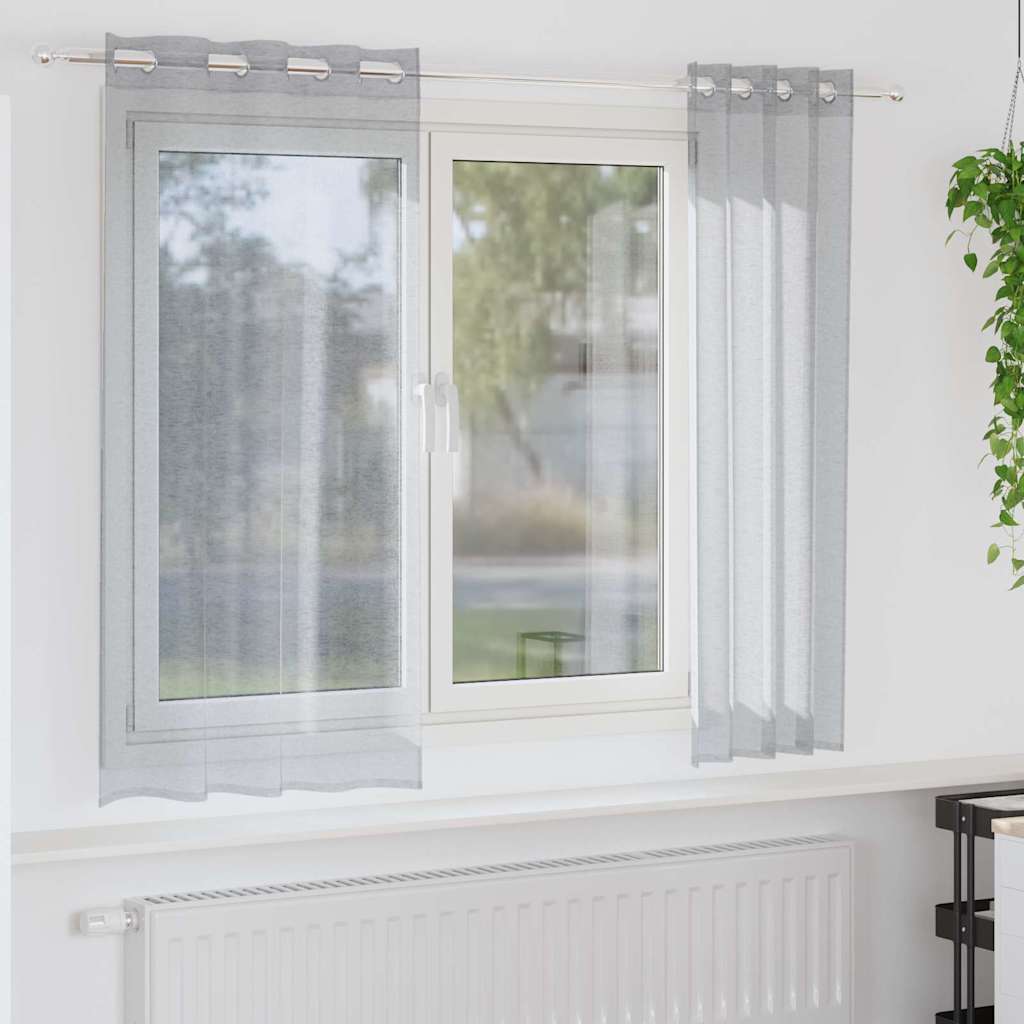 Firany Voile 2 pcs Ciemnoszary 175 x 140 cm Poliester vidaXL