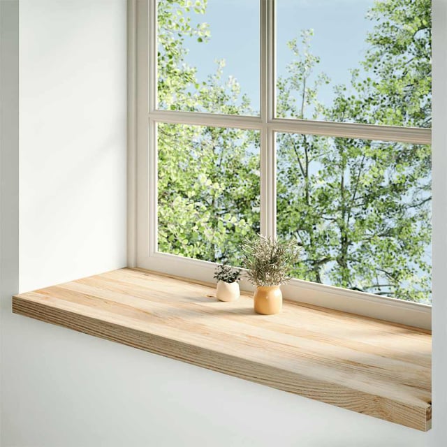 Pack 2 uds Alféizares de ventana | Repisa de ventana madera maciza roble sin tratar CFW60624