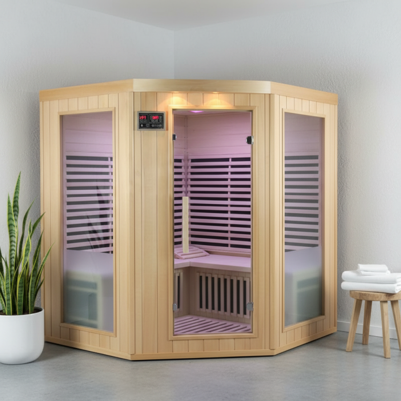 SNÖ Sauna infrarouge d'angle 4 places 2200W Hemlock avec Bluetooth et — free download